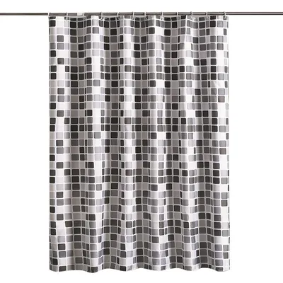 Obrázek produktu pro Černá + bílá + šedá kostkovaná vana koupelnová tkanina sprchový závěs voda 200x200cm