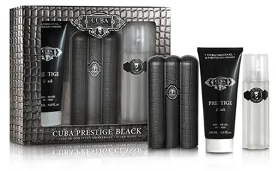 Immagine prodotto di Cuba Men's Prestige Black Fragrance Set - 90 ml Eau de Toilette + 100 ml Lozione Dopobarba + 200 ml Gel Doccia