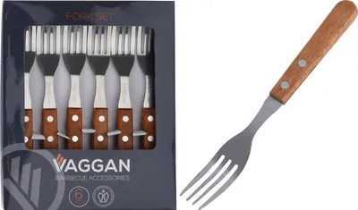Produktbild von Steakgabeln mit Holzgriff, 6er-Set