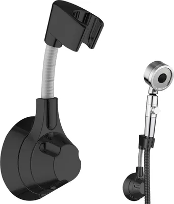 Produktbild von Handbrausehalter – Duschkopfhalter – Duschhalterung – Duschhalter – Duschkopfhalterung – Duschkopfhalter – 360° drehbar – Duschkopfhalter ohne Bohren – für Handbrausen, Badezimmer, Hotels – schwarz – 165 × 69 mm