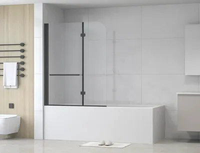 Obrázek produktu pro Zástěna na vanu 2dílná form&style DRENA 1120 x 1400 mm čiré sklo barva profilu černá