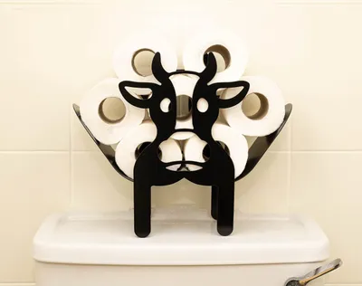 Produktbild von Toilettenpapierhalter Kuh mit Handyhalter, Holz, für Badezimmer