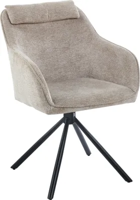 Produktbild von Refurbished Möbelretoure Drehstuhl 360 Grad drehbar Armlehnstuhl Stoffbezug Creme Metallgestell schwarz MUCKI