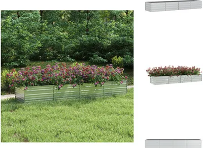 Immagine prodotto di vidaXL Letto da giardino rialzato 320x80x45 cm Acciaio zincato argento - Vasi da fiori e fioriere