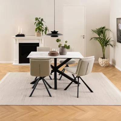Productafbeelding van Eettafel Harrie Keramiek Wit Akranes 135cm - Giga Living