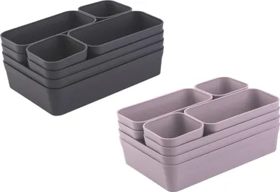 Produktbild von Gariella 2 x Schubladen Organizer 8-teilig Anthrazit+Flieder