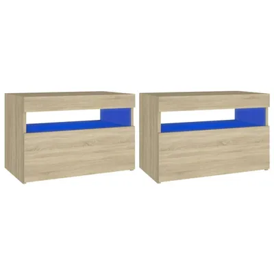 Immagine prodotto di vidaXL Comodini con luci a LED, set da 2 pezzi, rovere Sonoma, 60x35x40 cm