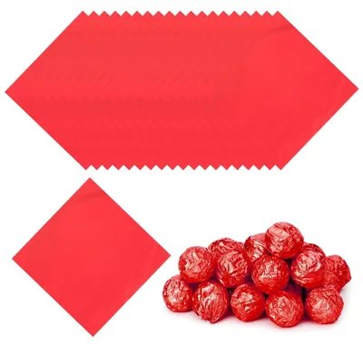 Produktbild von Aluminiumfolie Bonbonpapier - 200 Stück - Zum Verpacken von Schokolade und Süßigkeiten - Rot - 12x12 cm