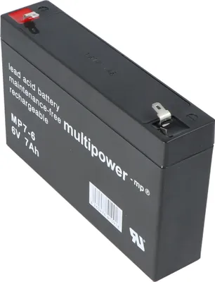 Produktbild von Multipower MP7-6 Blei Akku 6 Volt, 7000mAh mit Faston 4,8mm, 151x34x94mm