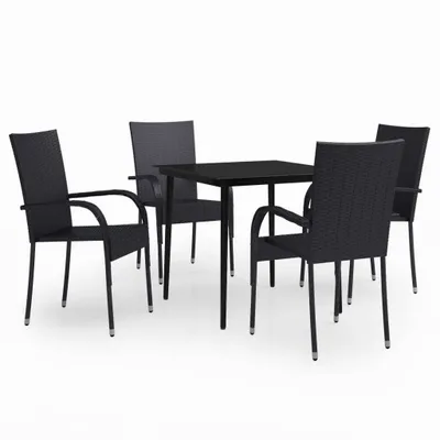 Produktbild von vidaXL 5-tlg. Garten-Essgruppe Schwarz
