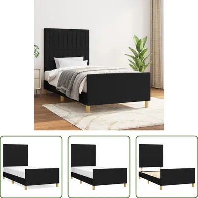 Produktbild von The Living Store Bettgestell mit Kopfteil Schwarz 90x190 cm Stoff