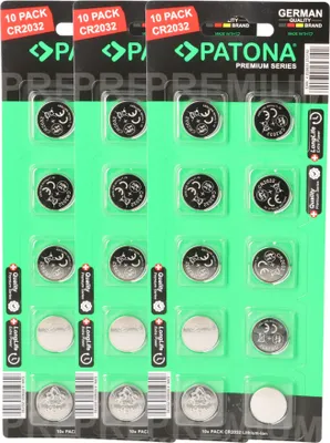 Image de Batteries PATONA Premium CR2032, 30 pièces – 3V, 240mAh, lithium (3 packs de 10)