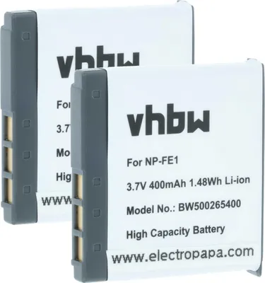 Produktbild von vhbw 2x Akku Ersatz für Sony NP-FE1 für Kamera (370 mAh, 3,6 V, Li-Ion)