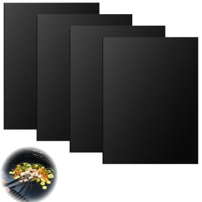 Image de Lot de 4 tapis de cuisson, papier de cuisson réutilisable, tapis de cuisson durable, tapis pour barbecue à gaz, tapis de cuisson, à utiliser dans les fours à gaz, électriques et à convection, 400 x 330 mm