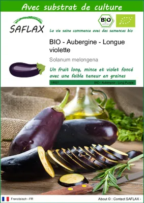 Image de SAFLAX -- Aubergine - Longue violette - 20 graines - Avec substrat - Solanum