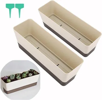 Image de Pots de jardin en plastique de forme rectangulaire - Lot de 2
