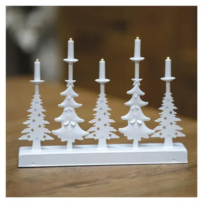 Produktbild von EMOS LED Kerzenständer aus Metall mit 5 Kerzen mit Bäumenmotiven, warmweiße Farb