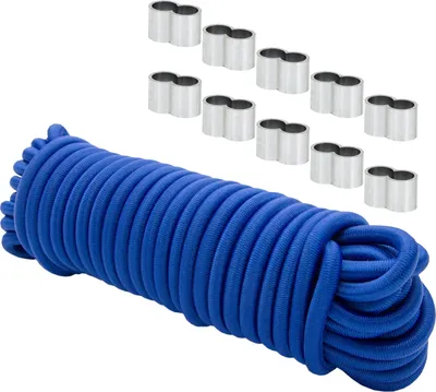 Produktbild von Dreamprint Expanderseil 20 m Blau 8 mm Gummiseil Spannseil mit 10x Würgeklemmen