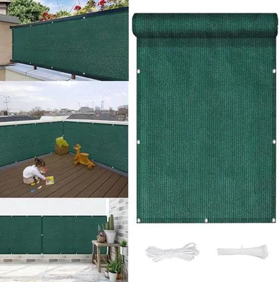 Image de Pare-vent pour balcon - Bâche de balcon vert foncé - Protection UV 98 % - 40 x 500 cm