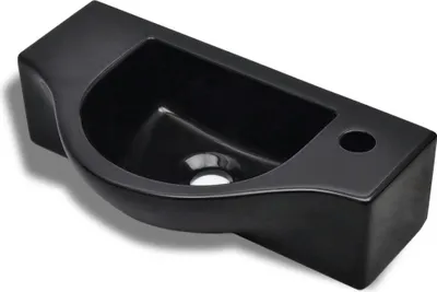 Immagine prodotto di vidaXL Lavabo in Vetroceramica con foro per rubinetto nero