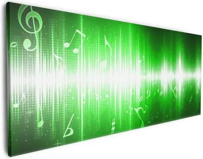 Produktbild von Wallario Premium Leinwandbild Grüne Noten der Musik in Größe 80 x 200 cm