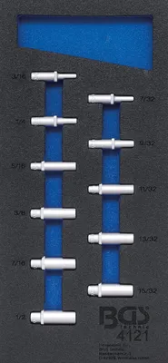 Produktbild von BGS 4121 1/3 Werkstattwageneinlage: Steckschlüsseleinsätze 6,3 (1/4), tief in ZOLL, 11-tlg.