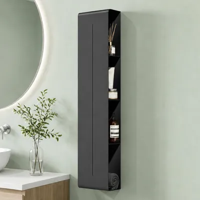 Produktbild von Mai & Mai Duschregal mit 4 Ablagen, Duschablage schmal Regal Schwarz Reglo-16