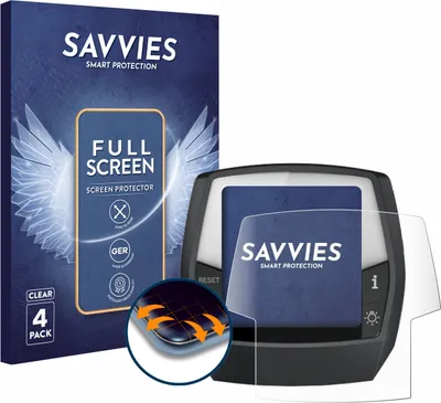 Produktbild von 4x Savvies Fullscreen Schutzfolie für Bosch Intuvia Performance Line Displayschutz Folie Fullcover Klar Transparent