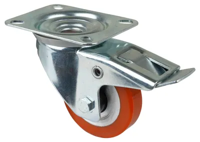 Produktbild von BS Rollen Lenkrolle Durchmesser 80mm Tragkraft 120kg mit Feststeller Guß-Polyurethanbandage - L420.B90.080