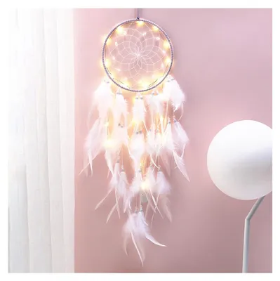 Traumfänger mit LED, handgefertigt, 16 cm, Retro-Deko für Mädchen