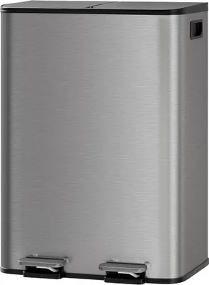 Immagine prodotto di Contenitore per la raccolta differenziata - Cestino a pedale 2x30 l - Acciaio inossidabile - Due scomparti - Secchielli interni estraibili - Filtro anti-odore - Grigio