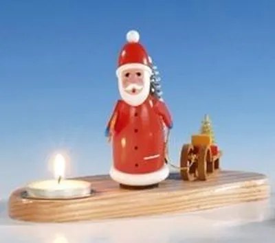 Produktbild von Tischdekoration Kerzenhalter mit Weihnachtsmann bunt  Größe 12 cm NEU