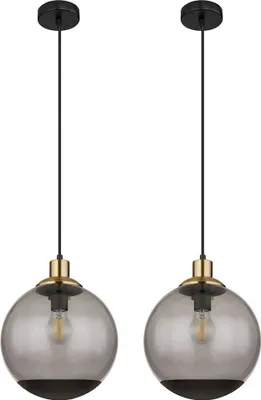 Produktbild von 2x Pendelleuchte, Metall, Schwarz-matt, Glas, H 120 cm