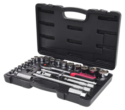 Produktbild von KS Tools 918.0728, Steckschlüssel-Satz, 1/2", Imperial, 28 Kopf/Köpfe, Chrom-Vanadium-Stahl, 4,28 kg