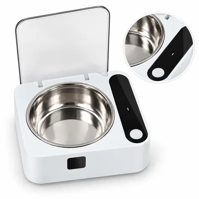 Produktbild von Automatischer Futternapf, intelligenter Katzennapf mit Infrarotsensor, 304 Edelstahl, 350ml, 2000mAh, Type-C, 7,5° geneigt