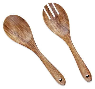 2er Set Holz Salatbesteck, 26,2 cm, Akazienholz