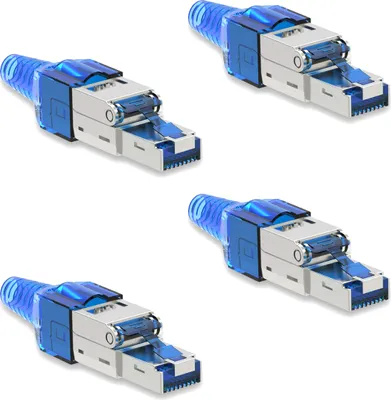 Produktbild von Netzwerkstecker Cat7 CAT 7 RJ45 Stecker 4x Steckverbinder werkzeuglos geschirmt
