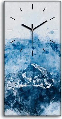 Produktbild von Wanduhr Bürouhr Leinwand Bild 30x60 Berg Landschafts im Winter Aquarell - schwarze Hände