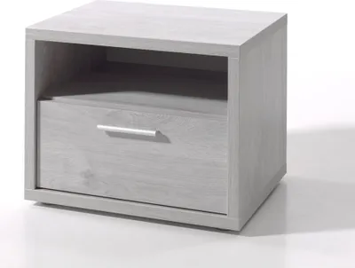 Image de Table de chevet MATHEO – 1 tiroir + 1 niche – Gris effet bois