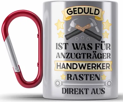 Produktbild von Trendation - Handwerker Edelstahl Tasse Karabiner mit Spruch Geschenke für Handwerk Kaffeebecher KFZ Mechaniker Mechatroniker (Rot)
