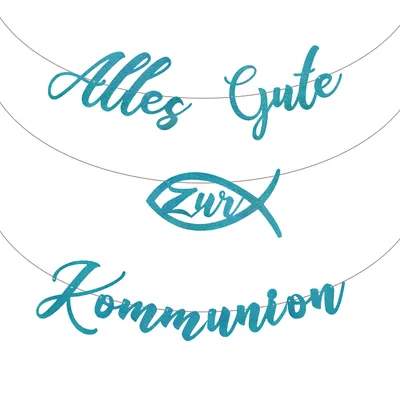 Produktbild von Oblique Unique Girlande Alles Gute zur Kommunion mit Fisch Hängedeko für Kommunion von Jungen - türkis