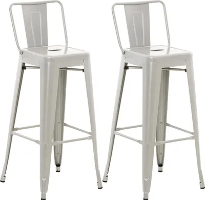 Produktbild von 2er Set Barhocker LEKEL - Metall Silber 44x43x96 cm | Barstuhl Mit Lehne Tresenhocker Tresenstuhl Kneipenhocker Kneipenstuhl