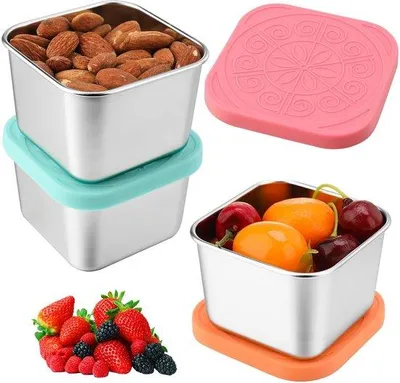 Immagine prodotto di Contenitore per il pranzo dei bambini da 180 ml in acciaio inossidabile, barattoli con coperchio, contenitori per snack