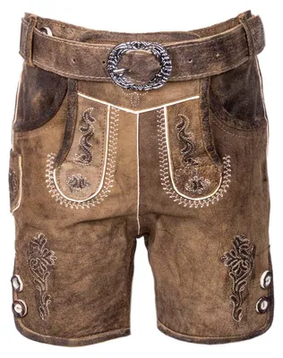 Produktbild von Kinderlederhose Ludwig mit Gürtel eiche 140
