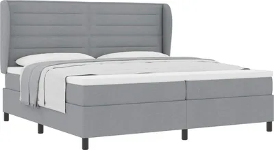Immagine prodotto di Letto a molle con materasso Grigio chiaro 200 x 200 cm Tessuto