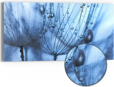 Produktbild von DEQORI Hybrid Leinwand Bild 60x30 cm 'Pusteblumenperlen' Wandbild Glas flach modern