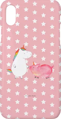 Produktbild von Mr. & Mrs. Panda Iphone 10 Handyhülle Einhorn Schwein - Rot Pastell - Geschenk, Cover, Handy, Schweinchen, Einhörner, Unicorn, Freundin, X, Hülle