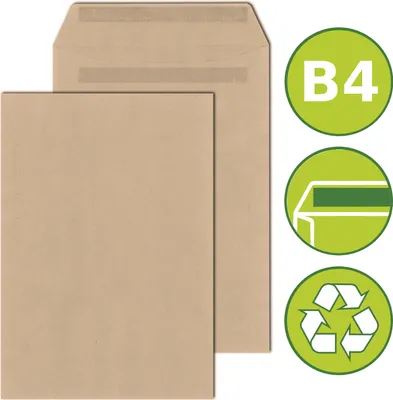 Produktbild von 100 x Versandtaschen Briefumschläge DIN B4 selbstklebend 250x353mm Braun
