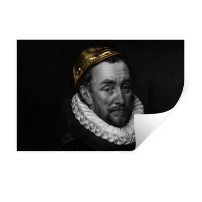 Produktbild von MuchoWow® Wandtattoo Wandsticker Wandaufkleber Wilhelm von Oranien - Adriaen Thomasz - Schwarz - Weiß 60x40 cm Selbstklebend und Repositionierbar - Wierderverwendbar - Selbstklebend