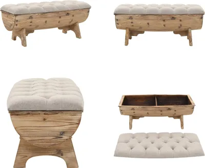 Produktbild von vidaXL Aufbewahrungsbank Massivholz und Stoff 103 x 51 x 44 cm - Fußbank - Fußbänke - Sitzbank - Sitzbänke